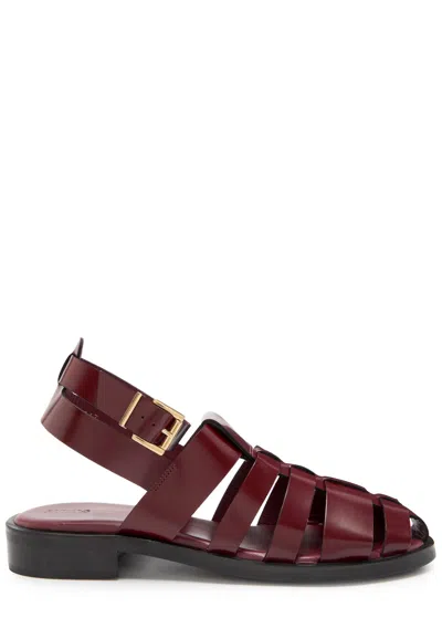 Alohas Perry Fisherman Leather Sandals In Burgundy