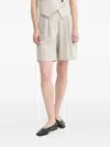 Alohas Pleated-front High-waisted Shorts In Neutral