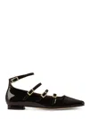 Alohas Pointed-toe Ballet Flats With Gold Buckle Accents In Black