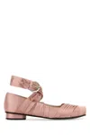 Alohas Ruched Pink Ballerinas With Ankle Strap In Pink