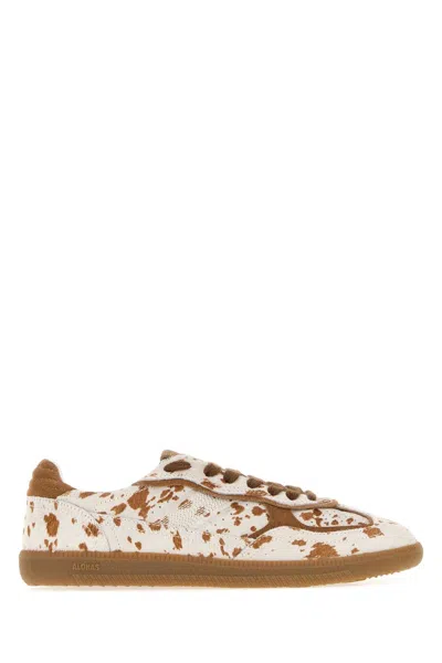 Alohas Printed Leather Sneaker With Animal Hair Detail In Animal Print