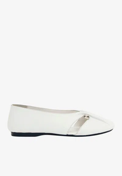 Alohas Ravena Leather Ballet Flats In White