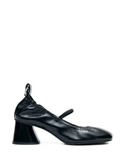 Alohas Rhiane Crinkled-finish Block-heel Pumps In Black