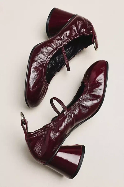 Alohas Rhiane Mary Jane Block Heels In Burgundy