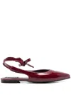 Alohas Ribbon Slingback Strapped Ballerinas In Red
