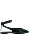 Alohas Ribbon Pointed Ballerinas In Black
