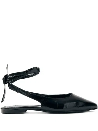 Alohas Ribbon Pointed Ballerinas In Black