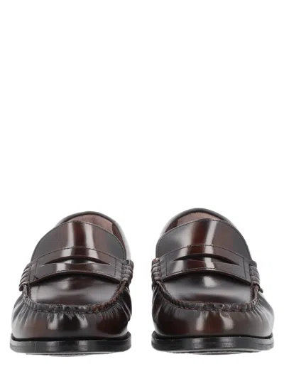 Alohas Rivet Polished Leather Moccasins In Gray