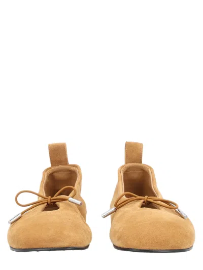 Alohas Rosalind Bow Detail Leather Flats In Beige