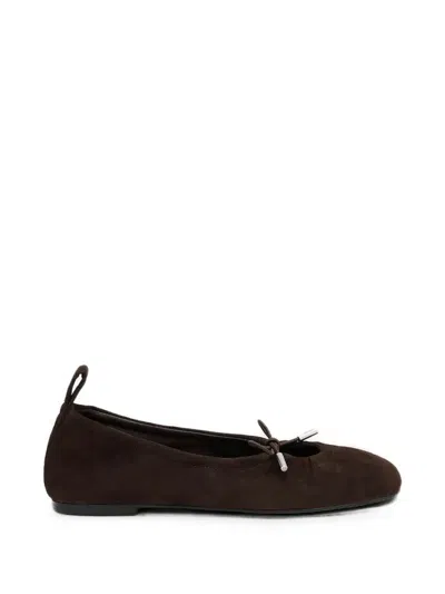 Alohas Rosalind Renewed Drawstring Bow Recycled Leather Flats In Brown