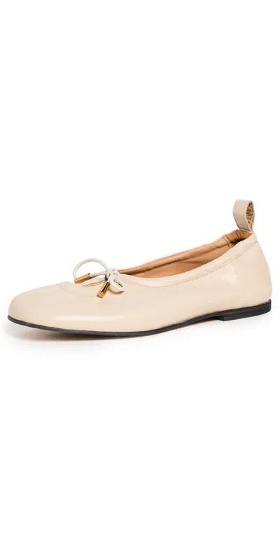 Alohas Cream Leather Rosalind Stretchy Ballet Flats In White