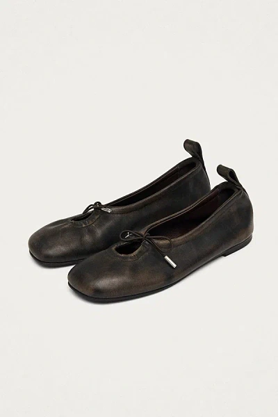 Alohas Rosalind Leather Ballet Flats In Brushed Brown, Women's At Urban Outfitters In Black