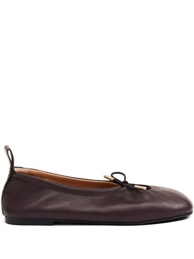 Alohas Rosalind Leather Bow Ballet Flats In Brown