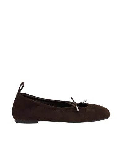 Alohas Rosalind Renewed Drawstring Bow Recycled Leather Flats In Brown
