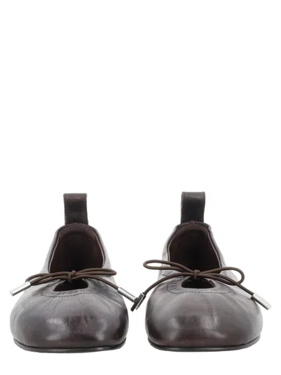 Alohas Rosalind Smooth Leather Bow Detail Ballerina Flats In Brown