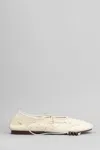 Alohas 'rosemary' White Ballet Flats With Embroidered Design Ankle Knot Closure In Beige