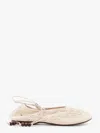 Alohas 'rosemary' White Ballet Flats With Embroidered Design Ankle Knot Closure