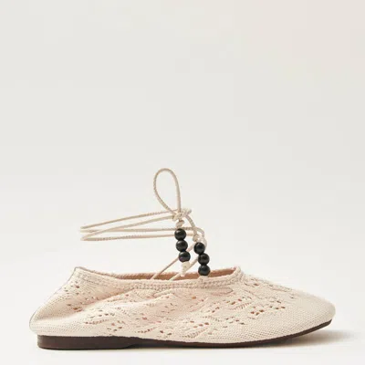 Alohas Rosemary Crochet Black Ballet Flats In Cream