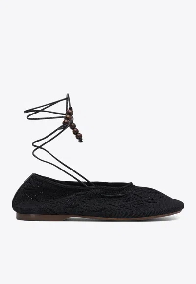 Alohas Rosemary Crochet Knit Ballet Flats In Black