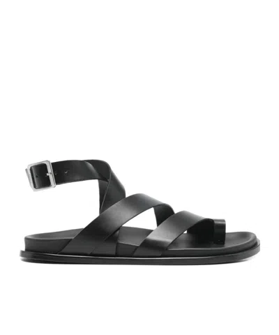 Alohas Round-toed Flat Sandals In Black
