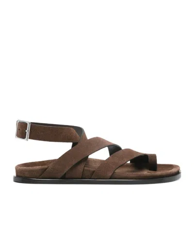 Alohas Round-toed Flat Sandals In Brown