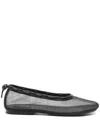 Alohas Rounded Toe Black Ballerinas With Mesh Upper In Gray