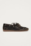 Alohas Rowan Boat Shoe In Dark Brown Brushed Leather, Women's At Urban Outfitters In Brown