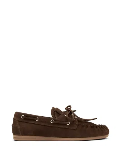 Alohas Rowan Laces Suede Loafers In Brown