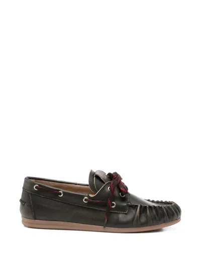 Alohas Rowan Sporty Lace-up Leather Loafers In Brown