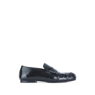 Alohas Ruched Calf Leather Loafer In Black