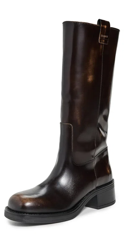Alohas Sajan Brown Leather Boots Brown