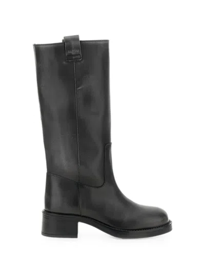 Alohas Sajan Distressed Leather Mid-calf Boots In Black