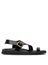 Alohas Flat Sandals With Adjustable Gold Buckle In Black