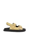 Alohas Harper Leather Slingback Buckled Sandal In Vanilla, Women's At Urban Outfitters In Yellow