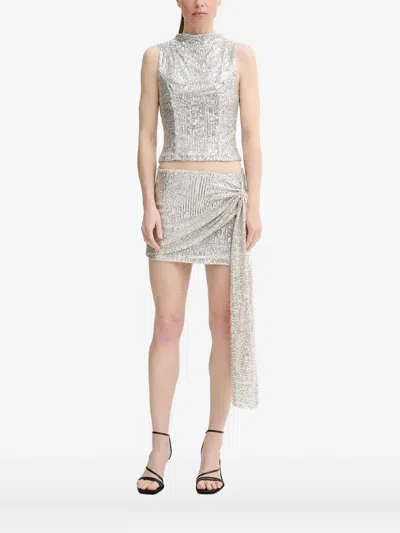 Alohas Sequin High-neck Blouse In Metallic