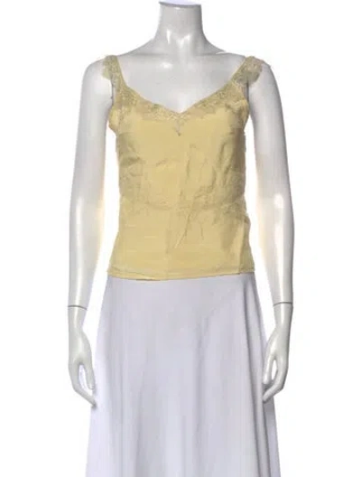 Pre-owned Alohas Silk V-neck Crop Top In Yellow