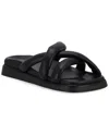 Alohas Slip On Cross Leather Sandal In Black