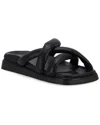 Alohas Slip On Cross Leather Sandal In Black