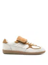 Alohas Tan Leather Sneakers With Textured Fur Accents In Neutral
