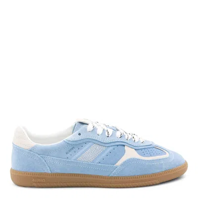 Alohas Light Blue Suede Sneakers With Cream Accents And Contrast Details