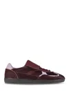 Alohas Soft Burgundy Leather Sneakers With Unique Closure In Black