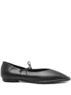 Alohas Square-toe Lace-up Ballet Flats In Black