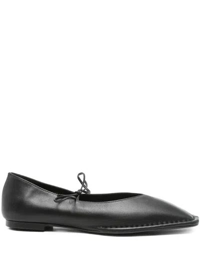 Alohas Square-toe Lace-up Ballet Flats In Black