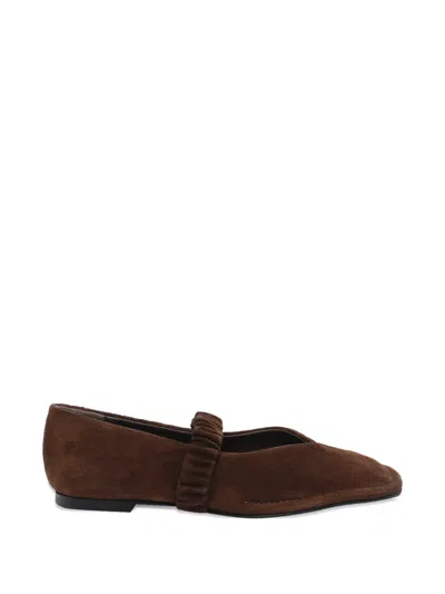 Alohas Square-toe Ruched Ballet Flats In Brown