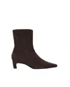 Alohas Ambar Rift Pointed Toe Kitten Heel Suede Boots In Brown