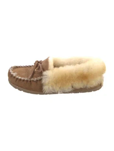 Pre-owned Alohas Suede Colorblock Pattern Moccasins In Gold