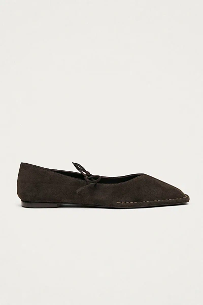 Alohas Suede Leather Ballet Flats In Coffee Brown, Women's At Urban Outfitters