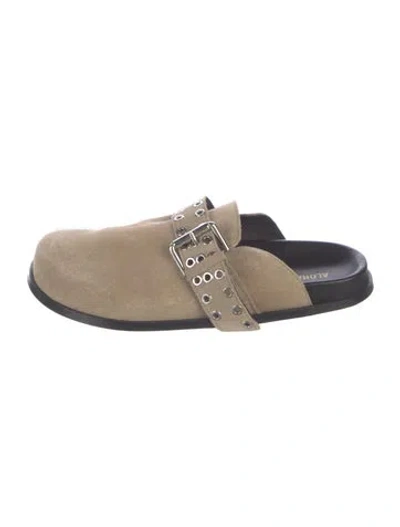 Pre-owned Alohas Suede Mules In Neutrals