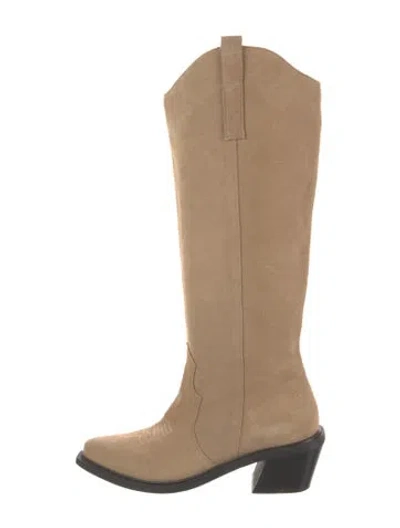 Pre-owned Alohas Suede Riding Boots In Neutral