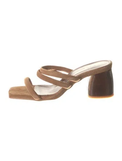 Pre-owned Alohas Suede Slides In Brown